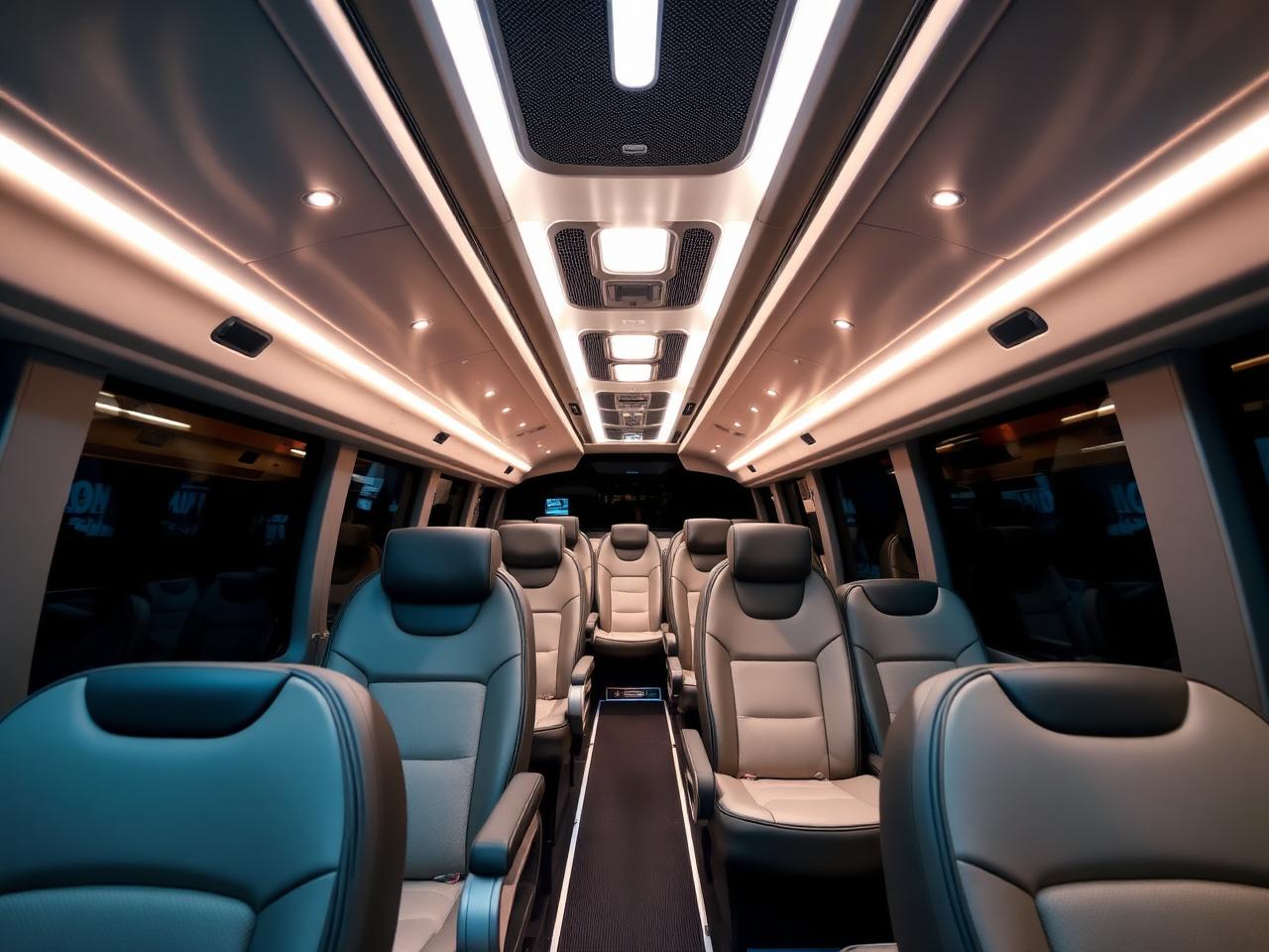 Interior premium de ônibus executivo da Viação Atlântico Sul